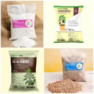 Pack of 4 Additives to Make Soil Healthy and Nutrient Rich (Vermicompost, Neem Powder, Perlite and Vermiculite)